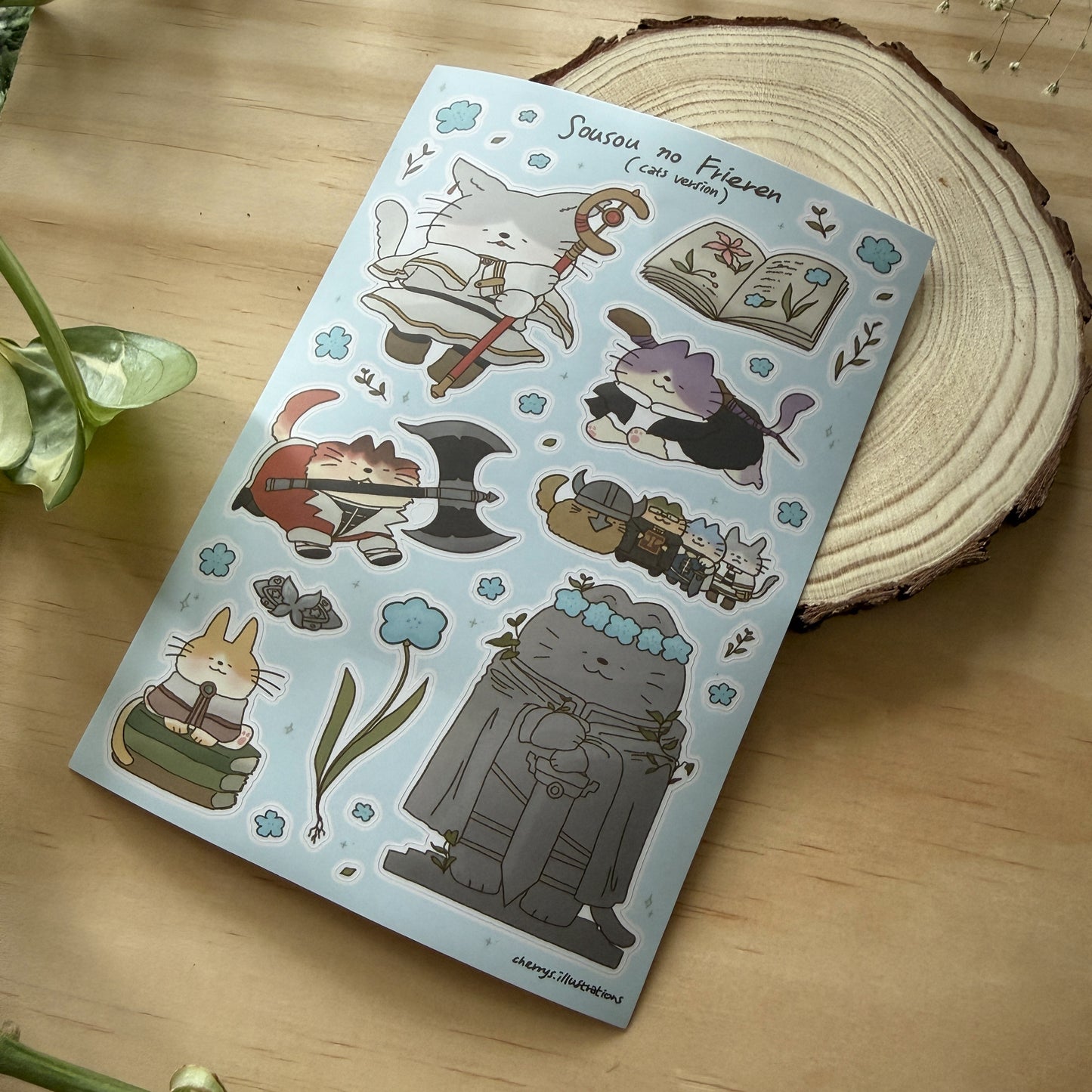 Frieren but Cats Sticker Sheet